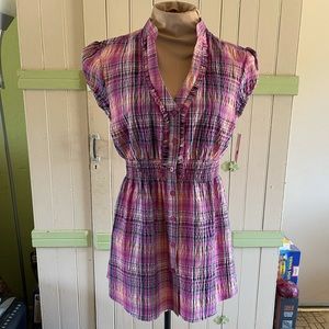 Candie’s pink plaid top NWT